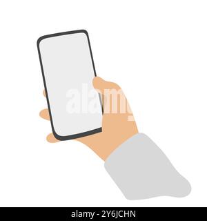 Nahaufnahme rechtes Smartphone mit leerem Bildschirm Illustrationsvektor isoliert auf weißem Hintergrund Stock Vektor