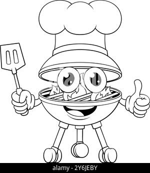Barbecue Chef Cartoon Mascot Holzkohle Barbecue Person Stock Vektor