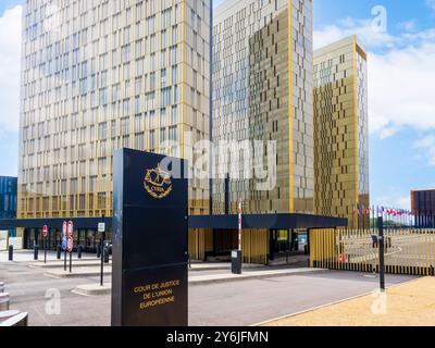 Türme des Gerichtshofs der Europäischen Union (EuGH), der Justizbehörde der Europäischen Union, in Luxemburg-Stadt. Stockfoto