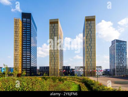 Die drei Türme des Gerichtshofs der Europäischen Union, der Justizbehörde der EU, in Luxemburg-Stadt. Stockfoto