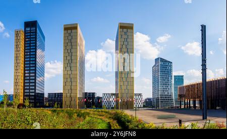 Türme und Palais des Gerichtshofs der Europäischen Union, der Justizbehörde der EU, in Luxemburg-Stadt. Stockfoto