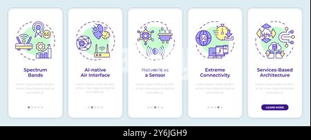 Bildschirm der 6G-Onboarding-App Stock Vektor