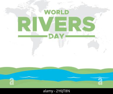 World Rivers Day, 22. September, Rivers Day Social Media Template Design, Banner, Anzeigen, Post, Rolle, Flyer, Poster, Werbebanner, Stock Vektor