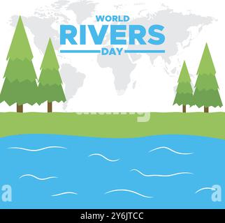 World Rivers Day, 22. September, Rivers Day Social Media Template Design, Banner, Anzeigen, Post, Rolle, Flyer, Poster, Werbebanner, Stock Vektor