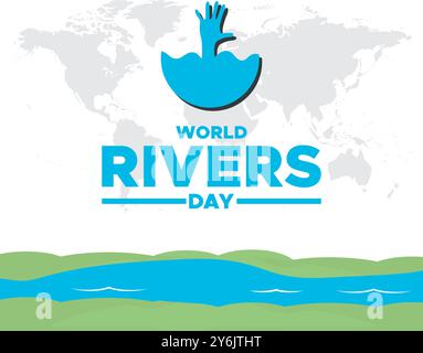World Rivers Day, 22. September, Rivers Day Social Media Template Design, Banner, Anzeigen, Post, Rolle, Flyer, Poster, Werbebanner, Stock Vektor