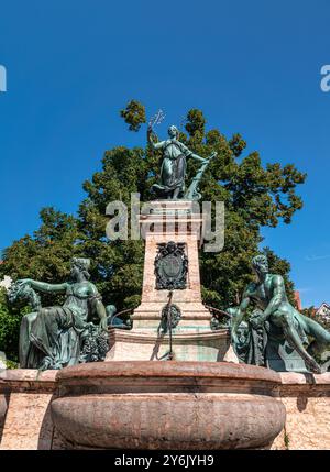 Lindavia Brunnen in Lindau am Bodensee, Schwaben, Bayern, Deutschland, Europa Stockfoto