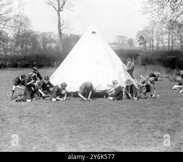 Boy Scouts Holiday Camp in Greenwood, wo am 19. April 1919 eines ihrer Zelte errichtet wurde Stockfoto