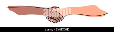 Handschlag, Vereinbarung, Einführungsbanner Hand gezeichnet mit einer Linie Stock Vektor