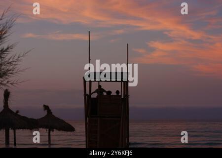 Foto von einem Strandbeobachtungsstand auf Mallorca Stockfoto