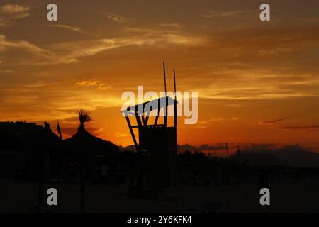 Foto von einem Strandbeobachtungsstand auf Mallorca Stockfoto