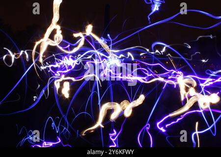 Photo of light graffiti made using long exposure and different-colored torches Stockfoto