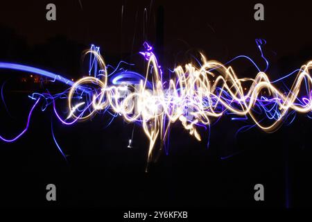 Photo of light graffiti made using long exposure and different-colored torches Stockfoto