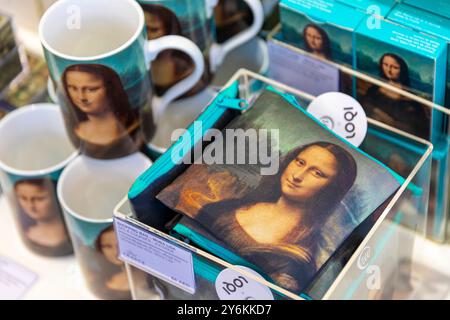 Vereinigte Arabische Emirate, Dubai, Expo 2020. Der französische Pavillon. Nebenprodukte, die Mona Lisa Stockfoto