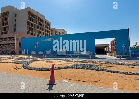 Vereinigte Arabische Emirate, Abu Dhabi, Masdar City, erneuerbare Energien, ökologisch, mit einem kohlenstoffarmen Transportnetz und einer Null-Abfall-Strategie Stockfoto