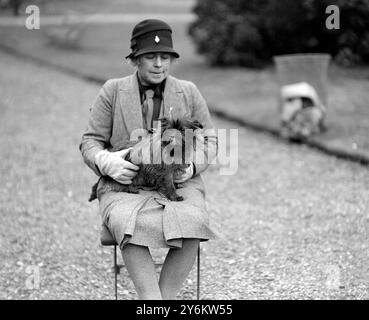 Kennel Club Show im Crystal Palace. Baroness Burton mit ihrem Cairn Terrier Dochfour Vinnach. 1926 Stockfoto
