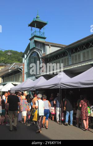 Frankreich, Occitanie, Departement Hautes Pyrenäen (65), Gebiet Baronnies, Bagneres de Bigorre, überdachter Markt Stockfoto