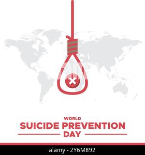 World Suicide Prevention Day, 10. September, World Suicide Prevention Day (WSPD), Grußauto, Social Media Post Design, editierbare Vorlage, Stock Vektor