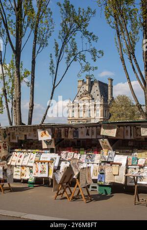 Frankreich, Paris, 75, Quai Voltaire, 7. ARRT, Buchhändlerboxen, Frühjahr 2023. Stockfoto