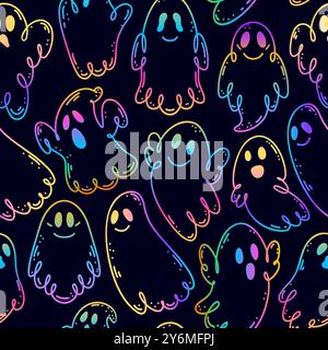 Nahtloses Muster mit niedlichen Gruselgeistern Stock Vektor