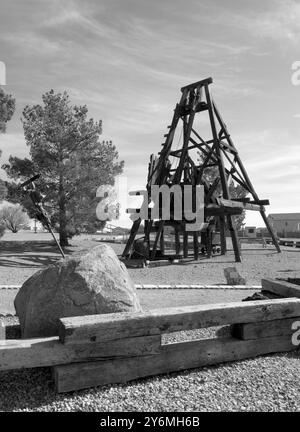 Das Suchlight Heritage Museum in Nevada, USA, zeigt die reiche Geschichte der Bergbaustadt. Stockfoto