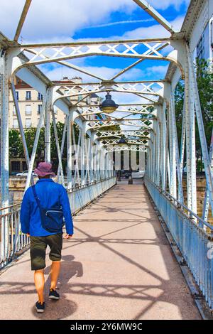 Frankreich, Ile-de-France, Paris, 4. Arrondissement, Passerelle de Mornay, Canal Saint-Martin Stockfoto