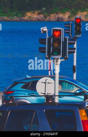 Island, Akureyri, eine Ampel in Herzform Stockfoto