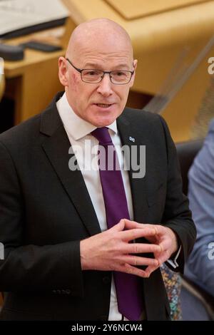 Edinburgh Schottland, Großbritannien. September 2024. Erster schottischer Minister John Swinney im schottischen Parlament für erste Ministerfragen. Quelle: SST/Alamy Live News Stockfoto