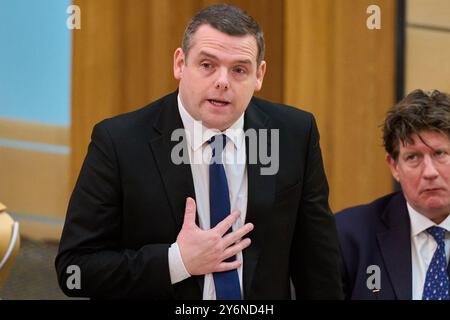 Edinburgh Schottland, Großbritannien. September 2024. Douglas Ross Leader der Schottischen Konservativen im schottischen Parlament für erste Ministerfragen. Quelle: SST/Alamy Live News Stockfoto