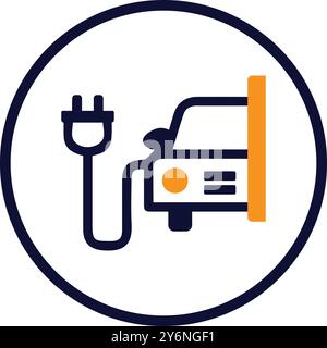 Symbol für Elektroauto, Auto, Station, Ladestation, Ladestation für Elektroauto Stock Vektor