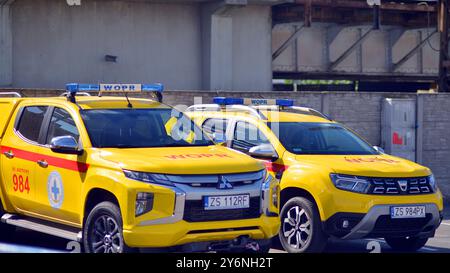 Szczecin, Polen. 14. September 2024. WOPR Autos, die stehen auf dem Parkplatz Stockfoto