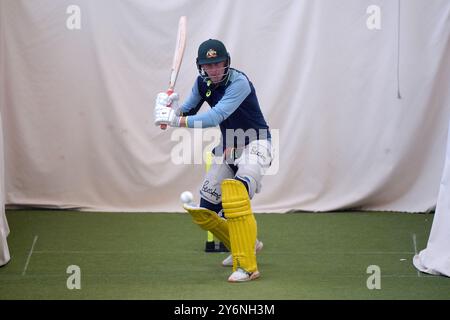 Australiens Marnus Labuschagne während einer Netzsitzung auf dem Lord's Cricket Ground in London. Bilddatum: Donnerstag, 26. September 2024. Stockfoto