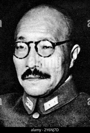 General Tojo Japanischer Kriegsminister und Premierminister zur Zeit von Pearl Harbour ©2004 Topfoto Tojo, Hideki (orig. Eiki Tojo) Japanischer Diktator, General und Politiker; Stabschef der japanischen Armee in Kwantung 1937-1940; japanischer Kriegsminister 1940-1941; Premierminister von Japan 1941-1944; zurückgetreten; wegen Kriegsverbrechen hingerichtet  1885-1948 Stockfoto