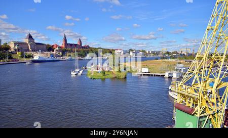 Szczecin, Polen. 14. September 2024. Blick auf Chrobry Shafts und die oder. Stockfoto