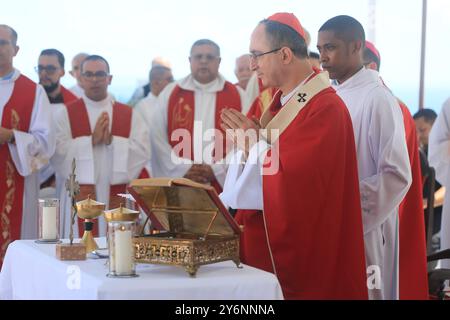 salvador, bahia, brasilien - 2. april 2023: Katholiken feiern den Palmensonntag, das Datum des Eintritts Jesusalem. SALVADOR BAHIA BRASILIEN Copyright: XJoaxSouzax 020423JOA0120551 Stockfoto