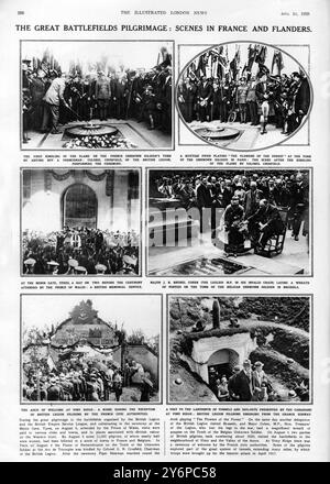 The Great Battlefields Pilgrimage : Szenen in Frankreich und Flandern aus Illustrated London News 11. August 1928 Stockfoto