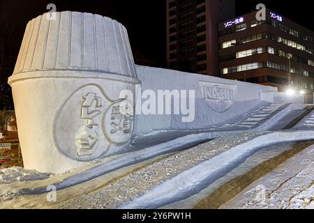 Schneeskulpturen und Eiskunst beim Sapporo Snow Festival auf der japanischen Insel Hokkaido Stockfoto