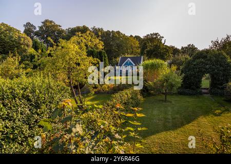 Die Kleingartensiedlung Rothoffska Koloni in der ehemaligen Zidadelle von Landskrona. Fröjdenborg, Landskrona kommun, Skåne, Schweden Stockfoto