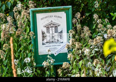 Die Kleingartensiedlung Rothoffska Koloni in der ehemaligen Zidadelle von Landskrona. Fröjdenborg, Landskrona kommun, Skåne, Schweden Stockfoto