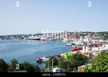 Blick auf den Hafen von der Batterie in St. John's, Neufundland & Labrador, Kanada Stockfoto