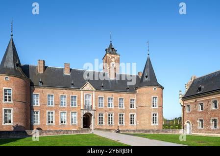 Hof der Kommandeur von Alden Biesen, Wasserburg aus dem 16. Jahrhundert in Rijkhoven, Bilzen, Provinz Limburg, Flandern, Belgien Stockfoto