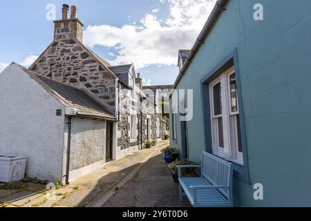 Sandend ist ein kleines Fischerdorf in der Nähe von Banff und Portsoy, Schottland. Stockfoto