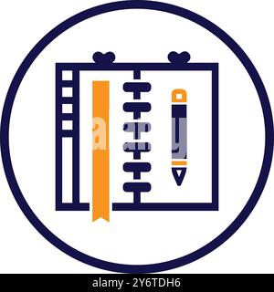 Stift, Notizbuch, Pad, Molkerei, Notizbuch-Tagebuch-Symbol Stock Vektor