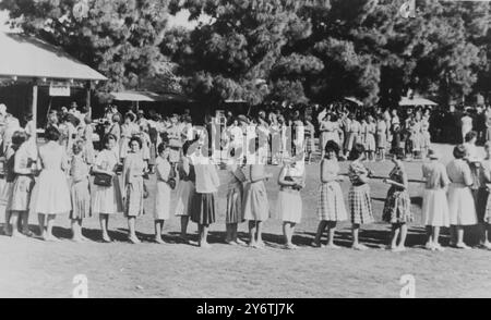 DIE MÄDCHEN DES WAHLBÜROS PRETORIA, SÜDAFRIKA, 20. OKTOBER 1961 Stockfoto