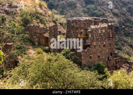 Ruinen des alten Dorfes Rijal Alma, Saudi-Arabien Stockfoto