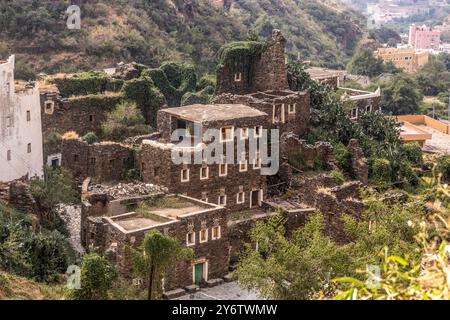 Ruinen des alten Dorfes Rijal Alma, Saudi-Arabien Stockfoto