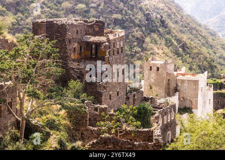 Ruinen des alten Dorfes Rijal Alma, Saudi-Arabien Stockfoto