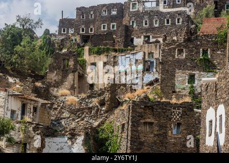 Ruinen des alten Dorfes Rijal Alma, Saudi-Arabien Stockfoto