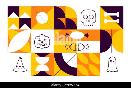 Geometical Line Happy Halloween Banner Stock Vektor