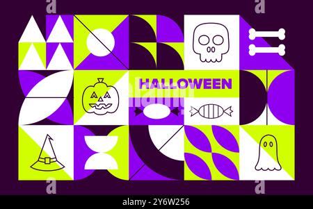 Halloween-Banner Mit Geometrischer Linie Stock Vektor