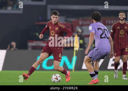 Roma, Italien. September 2024. ALS Roma's Matias Soule während des Fußballspiels der UEFA Europa League zwischen AS Roma und Athletic Bilbao im Olympiastadion in Rom, Italien - Donnerstag, 26. September 2024. Sport - Fußball (Foto: Fabrizio Corradetti/LaPresse) Credit: LaPresse/Alamy Live News Stockfoto